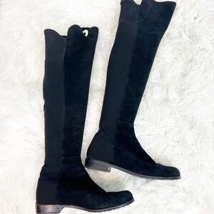 STUART WEITZMAN BLACK PANELED SUEDE LEATHER OVER THE KNEE BOOTS WOMENS SZ 9